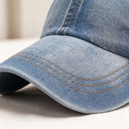Washed Vintage Denim Baseball Cap, Unisex Summer Sun Hat