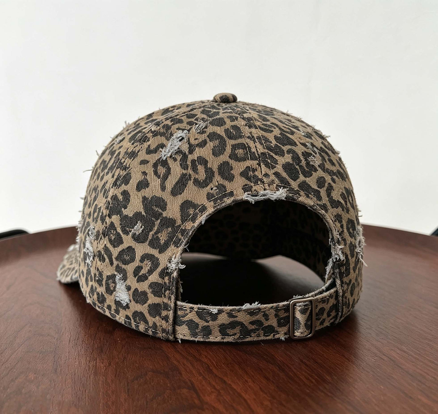 Washed Leopard Print Baseball Cap, Vintage Distressed Sun Hat