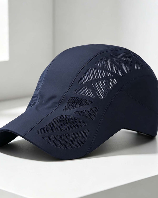 Navy Breathable Mesh Quick-Dry Baseball Cap, Summer Outdoor Sun Hat