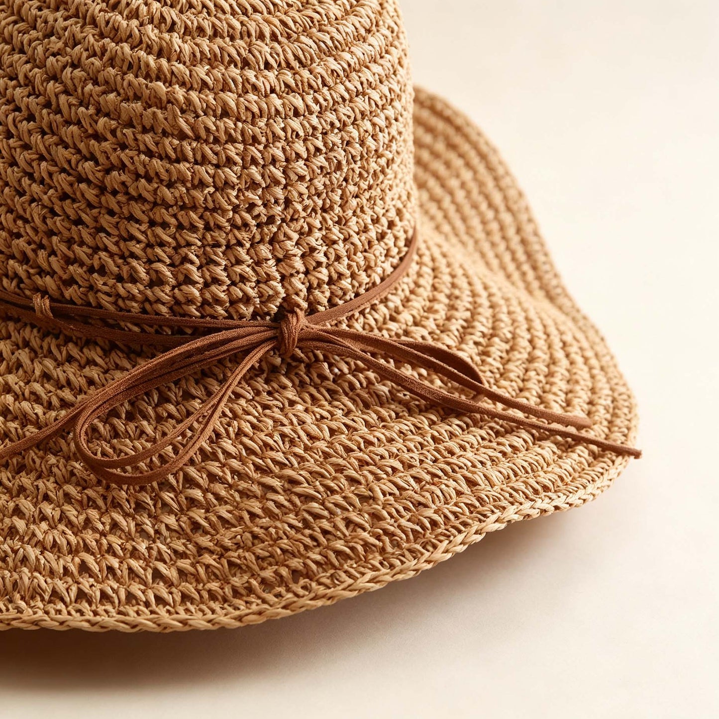 New Women Summer Woven Sun Hat, Foldable Wide Brim Beach Hat